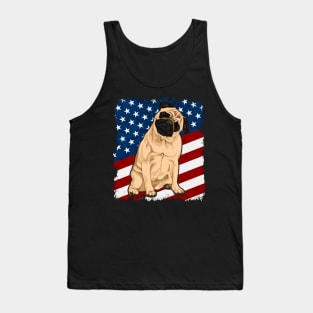 Cute Pug Dog American Flag Tank Top